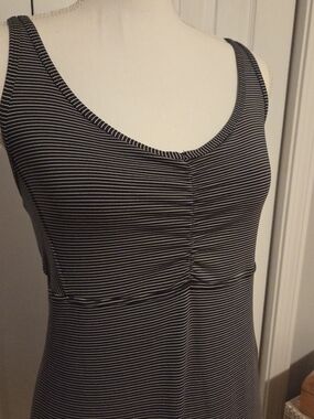 PrAna Striped Gray Sleeveless Midi Dress